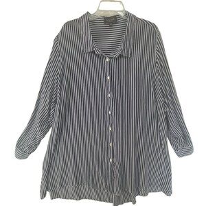 Arna York Women's Long Sleeve Button Down Shirt Striped Size 22/24